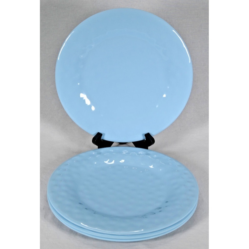 Set of 4 Robert Stanley Dimpled Spring Blue Melamine Dinner Plates 10.75"